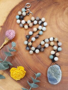 Labradorite & Amazonite Necklace, Stone Necklace, Crystal Necklace, Arti…